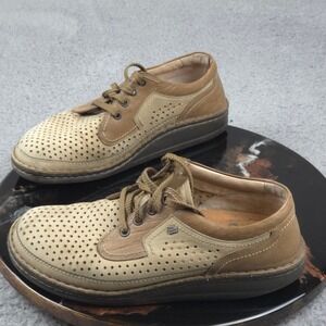 Finn Comfort Baden Leather Comfort Casual Perforated Shoes Tan Size 41